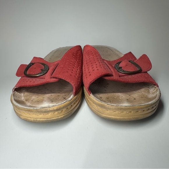 Fly Flot Suede Wedge Slides Women's US 7.5 EU 38 Red Anti Shock Italy Comfort - Picture 11 of 13